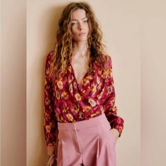 Sezane Amelia Blouse (Mottled Floral Print) - Picture 1 of 5